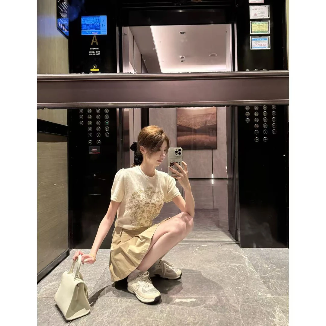 【Cikky定制】2025夏季新款小香风花卉短袖女修身显瘦百搭减龄半裙