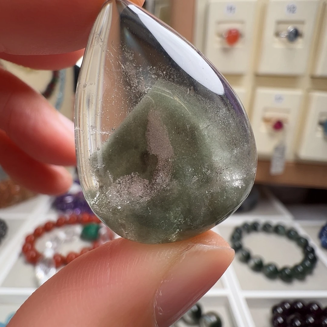 颈饰银S925镶嵌水晶天然幽灵水晶