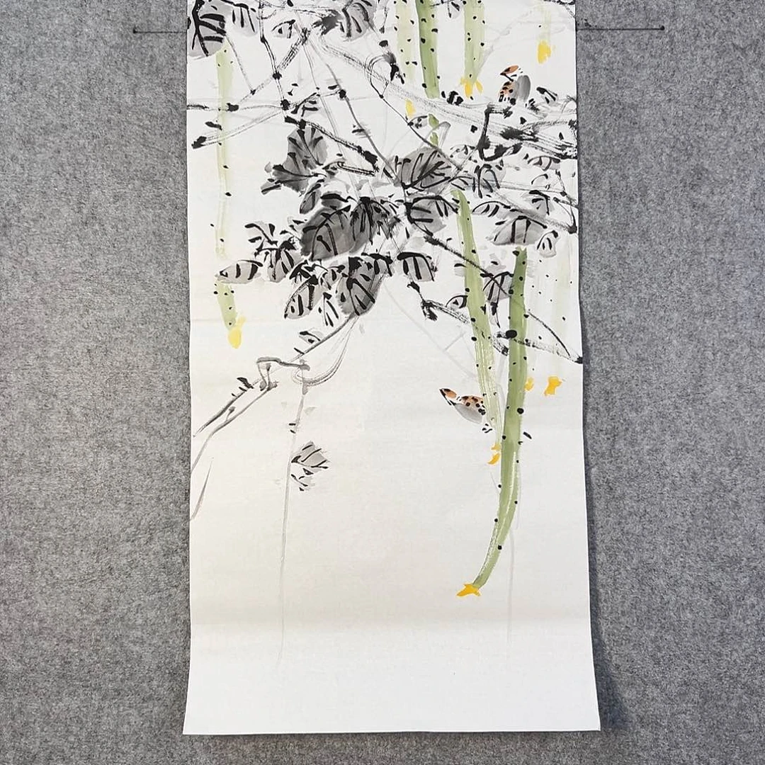 国画641 牡丹之花之叶的颜色与花色