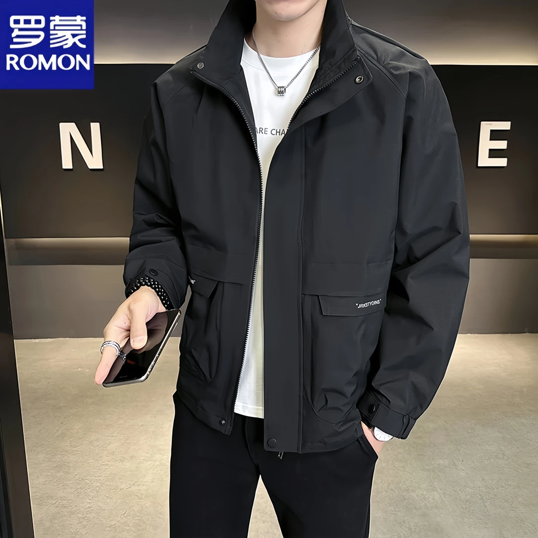 罗蒙夹克男士秋装外套2025新款潮流修身工装上衣服春秋款青年褂子