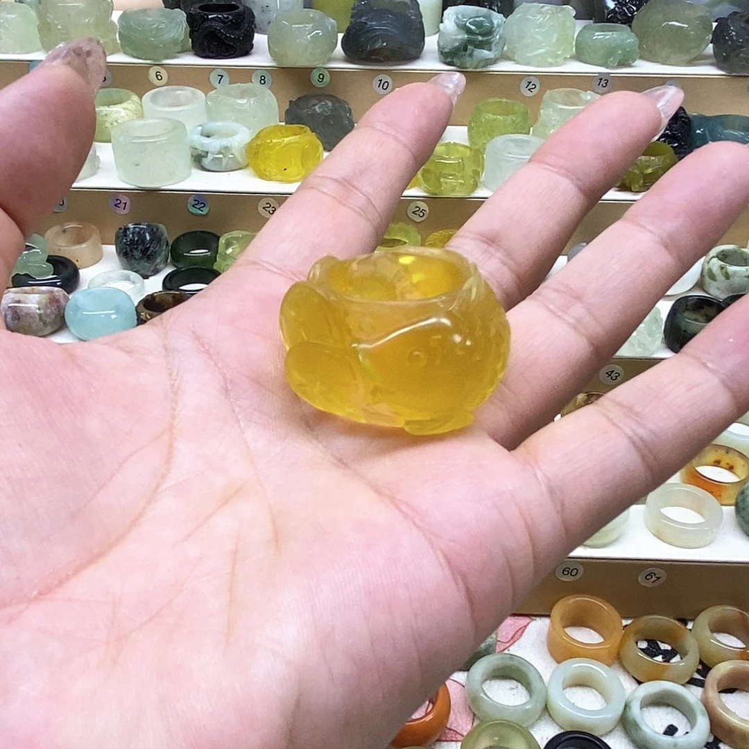 半***田岫玉未镶嵌天然岫玉戒指