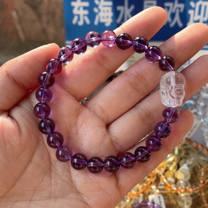 水晶手串未镶嵌紫水晶设计款基本纯净体