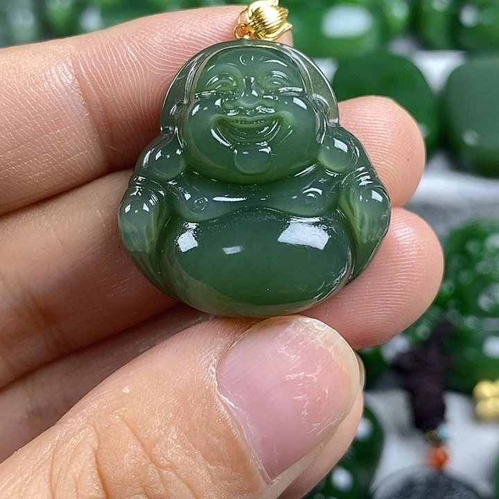 吊坠(不含链)未镶嵌和田玉（碧玉）27mm