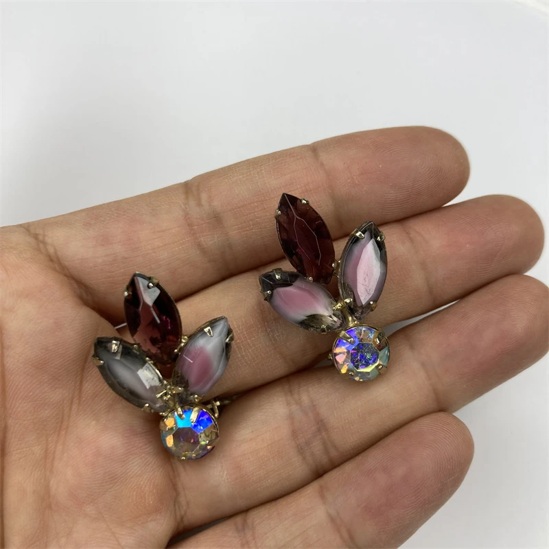 合金耳饰 紫色趴耳渐变琉璃耳环5-3【2070108-034】