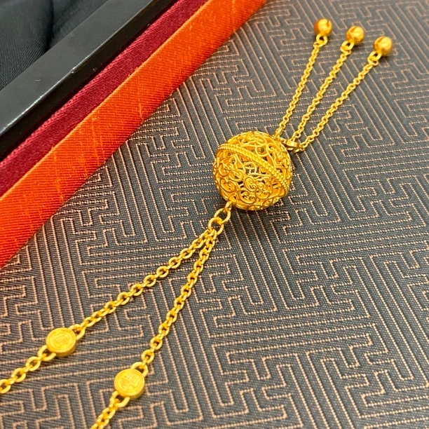 吊坠足银 老铺匠 足银999镂空香囊流彩珐琅套链