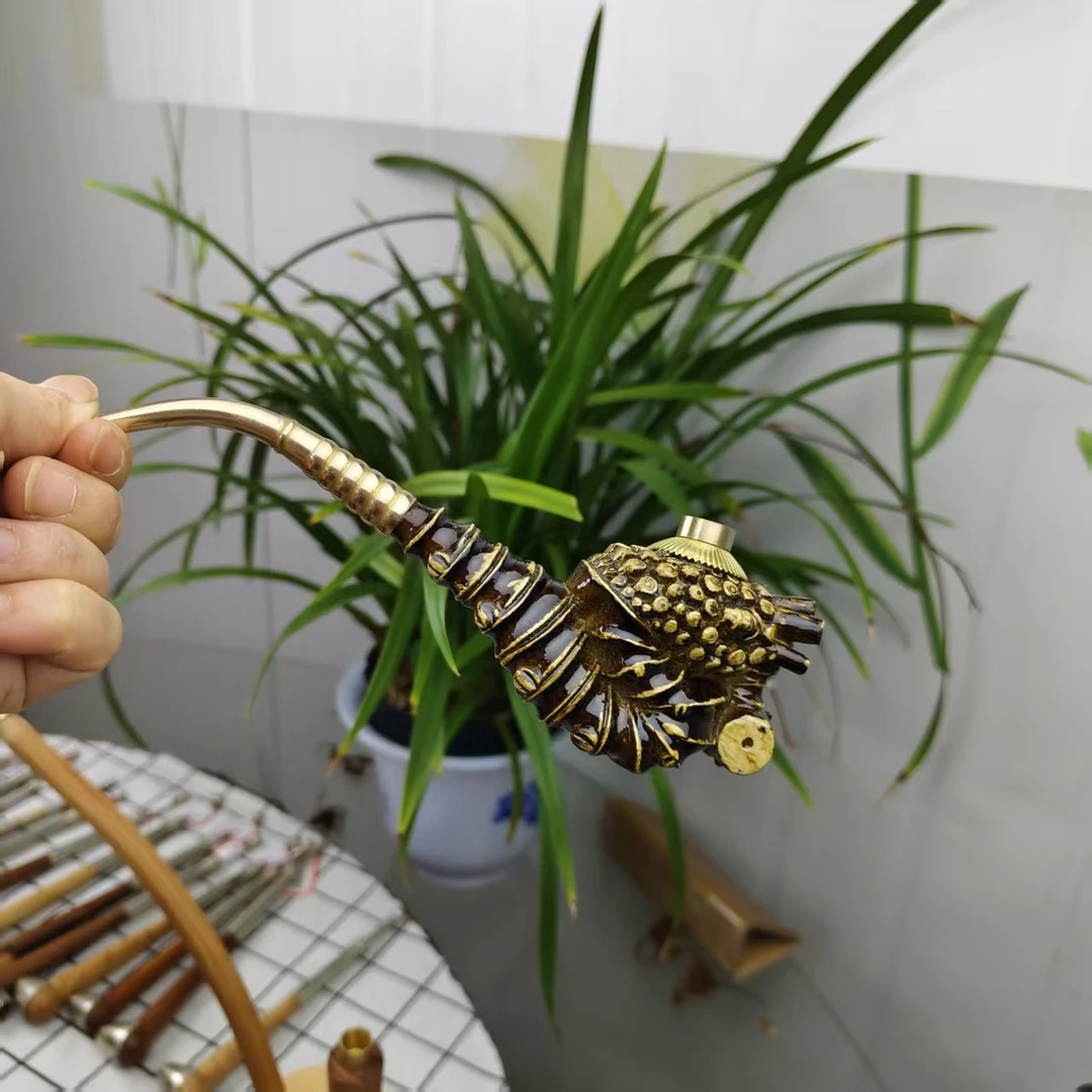 贵州民间实心竹雕刻仿黑竹一体异形蛇斗两用火口