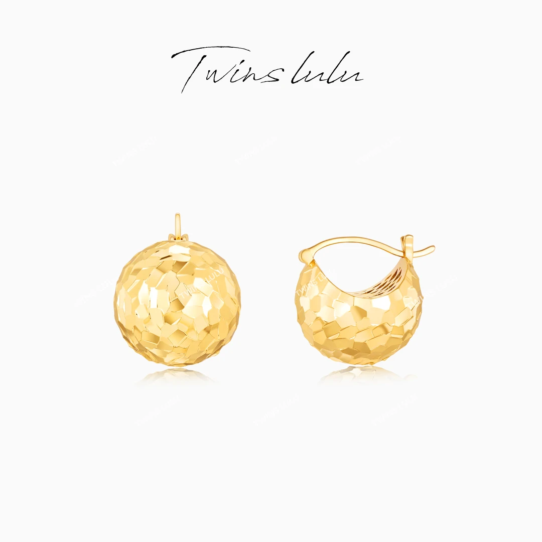 TWINS LULU 镀K金 小众设计款轻奢时尚碎碎冰半圆耳环TSL2901