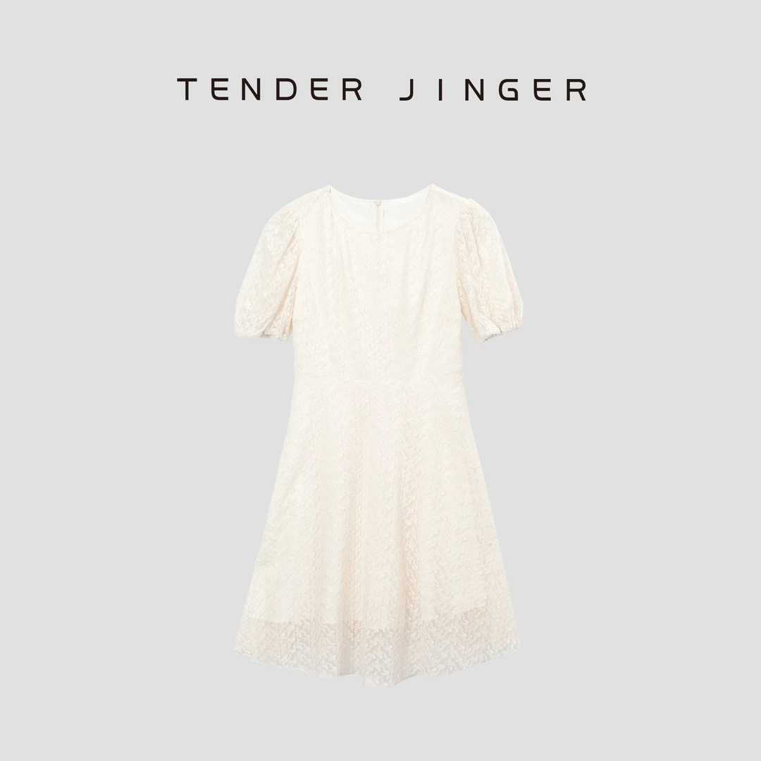 Tender Jinger【活动】夏女休闲圆领刺绣短袖连衣裙T42KP77459