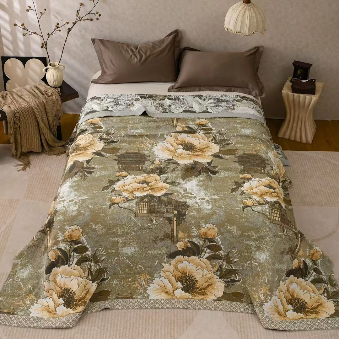 【兰亭序】230*250cm棉毛巾被舒适双面单人双人加厚多功能床盖