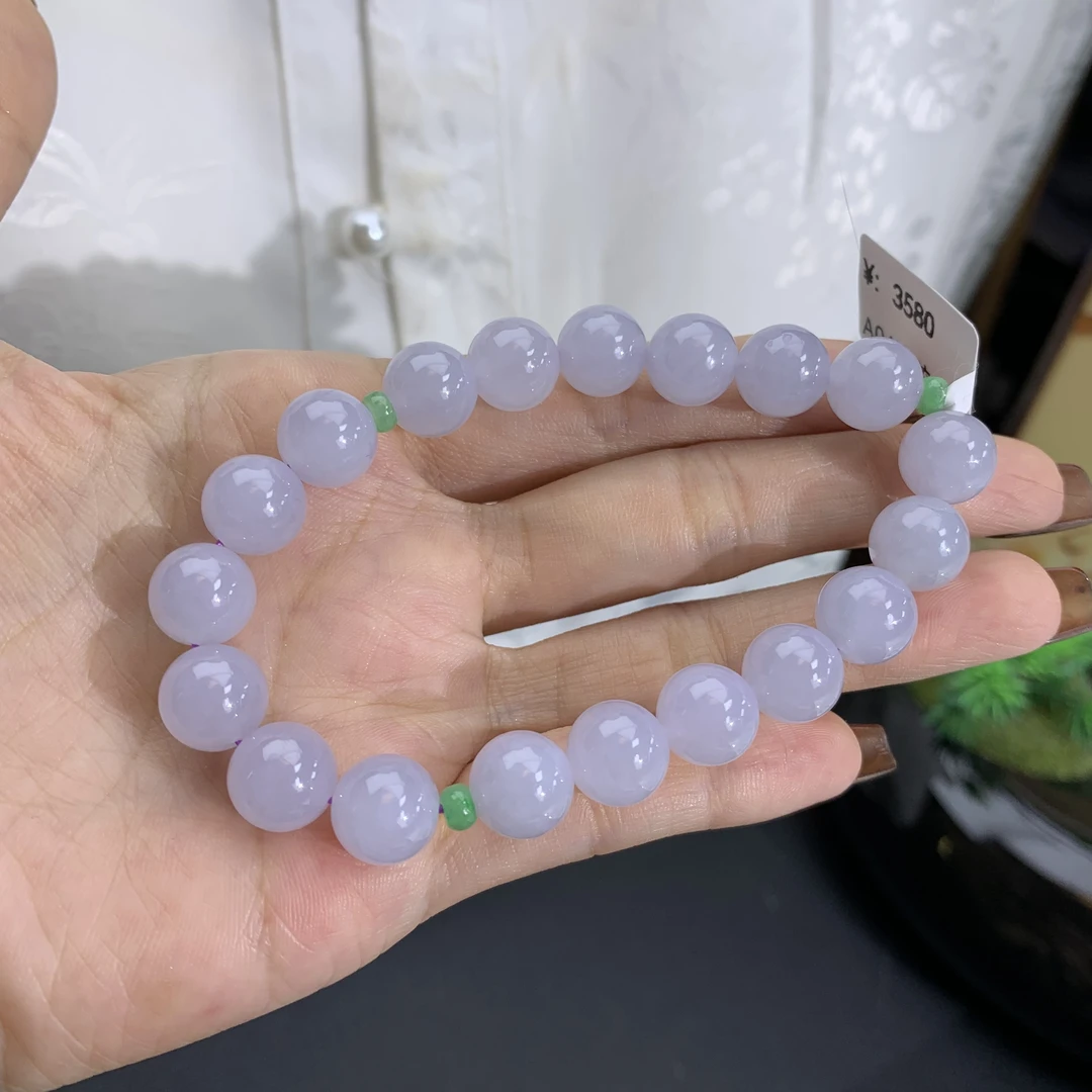 卡10冰润胶淡紫翡翠手串