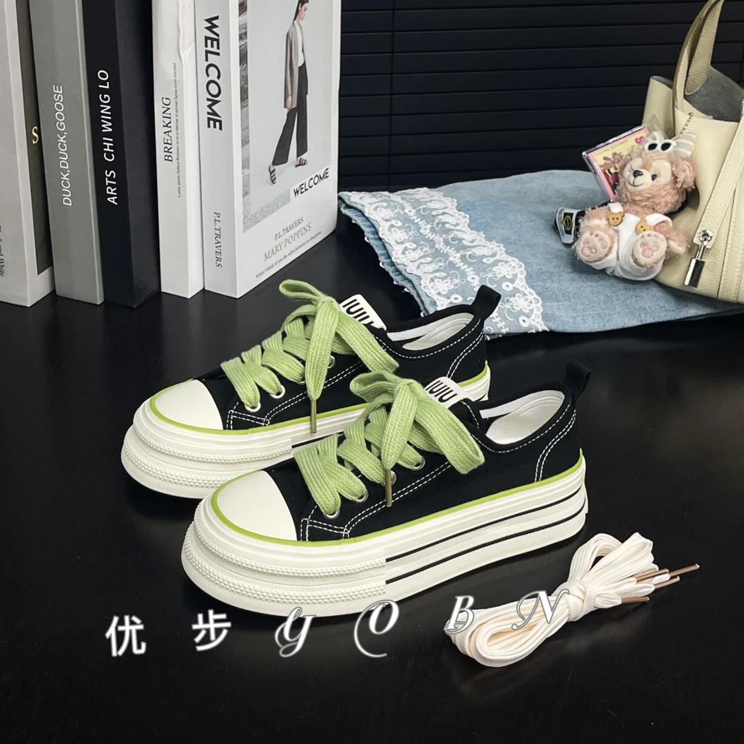YOBN/优步2025春夏季新款学生休闲百搭低帮帆布鞋女透气板鞋h1323