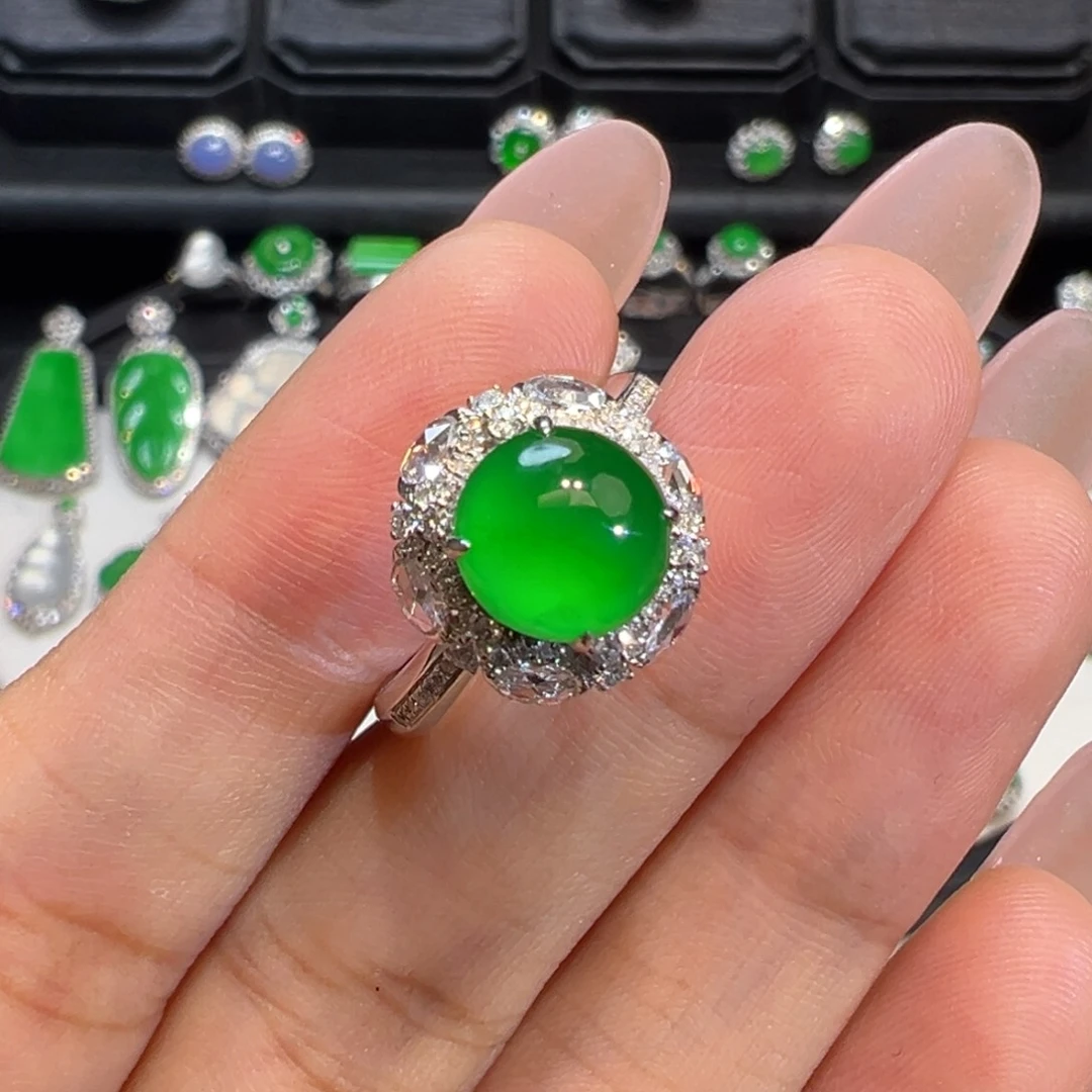 翡翠戒指18K金镶嵌收到货48小时鉴赏期