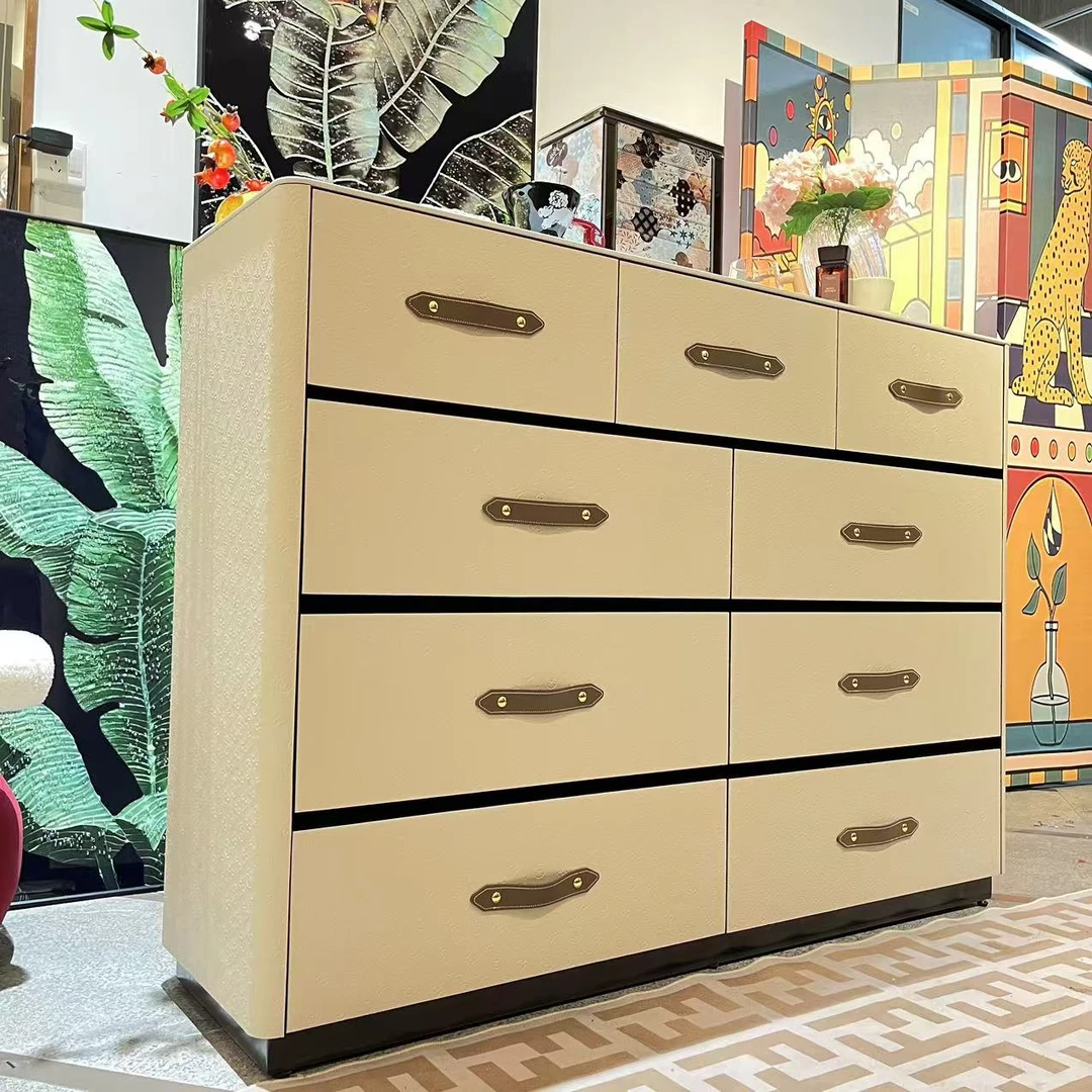 【喜悦家具】SKM暗夜紫九斗柜140*40*102客厅大容量玄意式