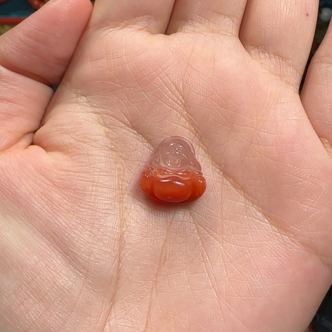 南红玛瑙未镶嵌冰飘弥勒吊坠