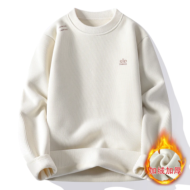 一体绒毛衣男冬季保暖休闲宽松加绒加厚雪尼尔男卫衣打底衫针织衫