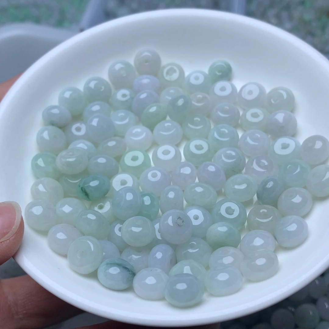 翡翠散珠卡5.5*8.8冰鼓珠20个