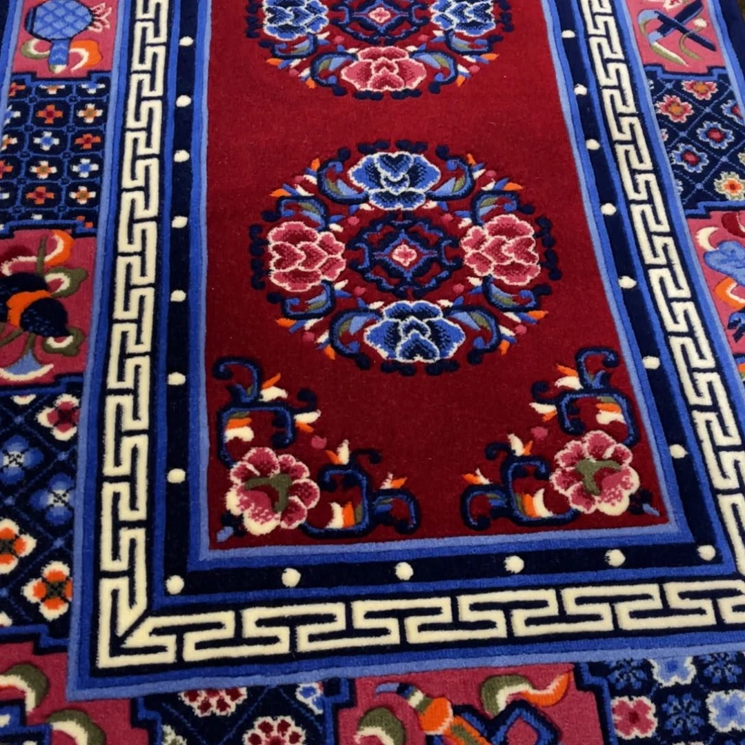 羊毛88×178地毯三团花