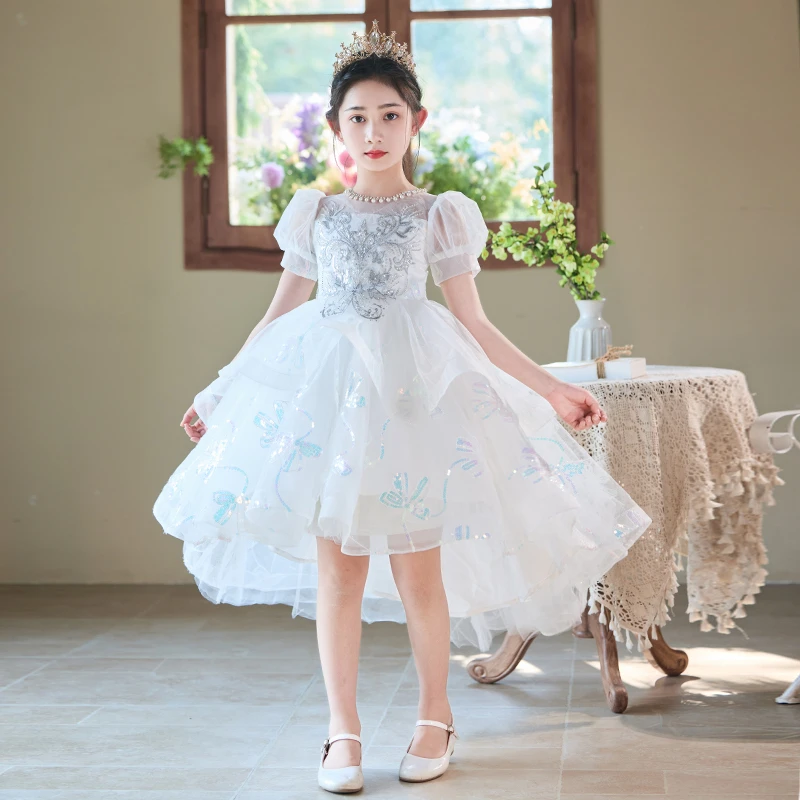 女童礼服儿童高端生日公主裙轻奢小众花童小女孩婚礼主持人演出服