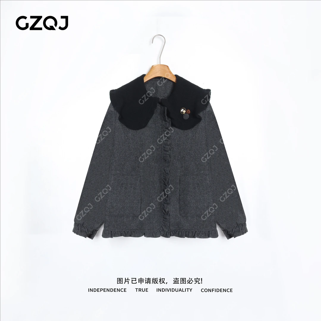 老琴私服【阿尔卑斯】90白鸭绒洋气减龄娃娃领羽绒服外套女冬 9932