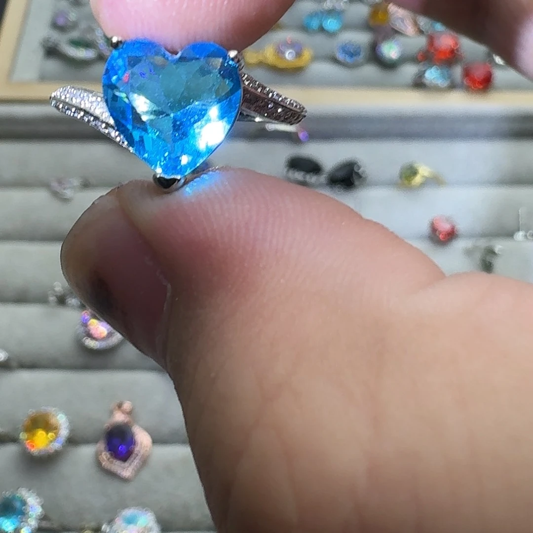 托帕石戒指银S925镶嵌