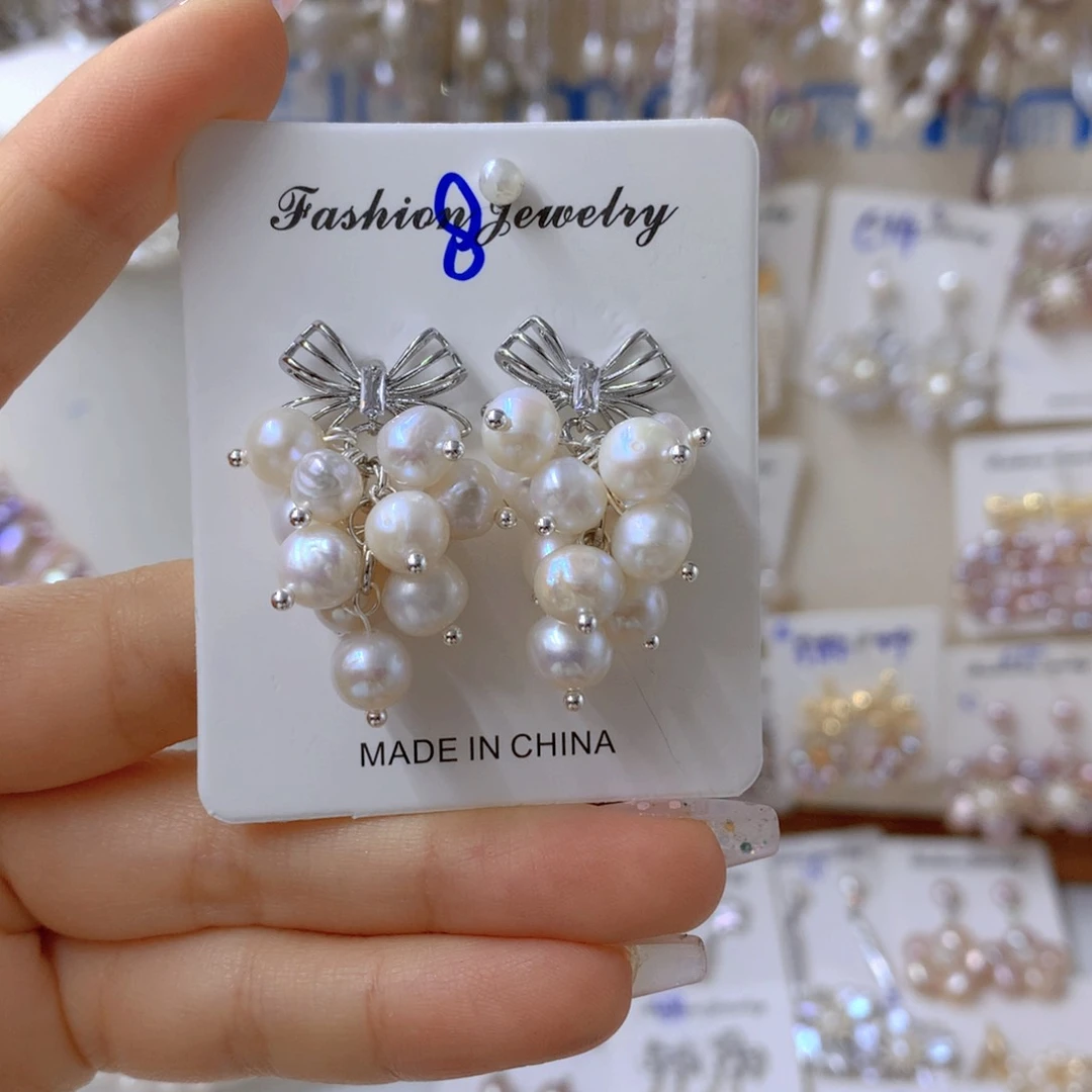 淡水珍珠耳饰银S925镶嵌