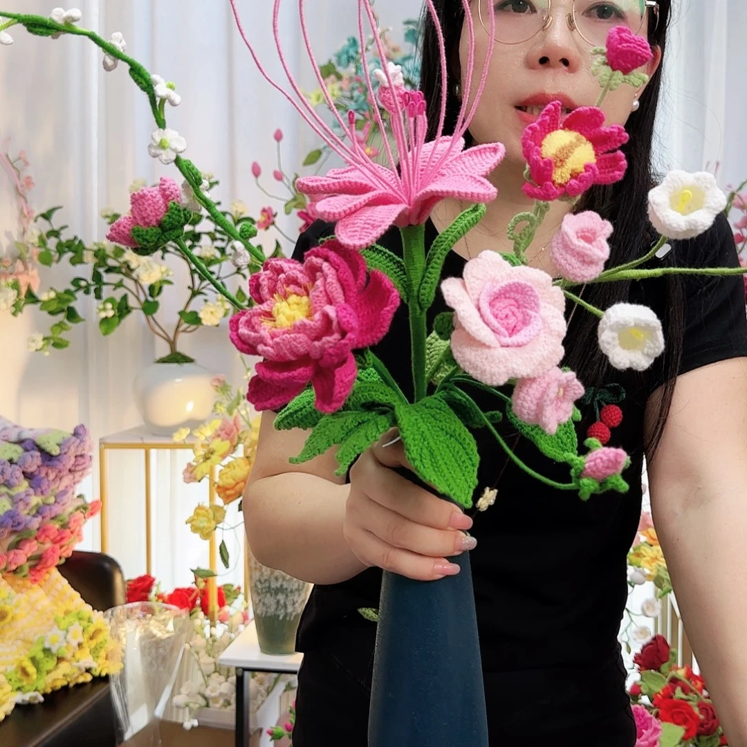莱赛尔纤维棉手工钩织花束