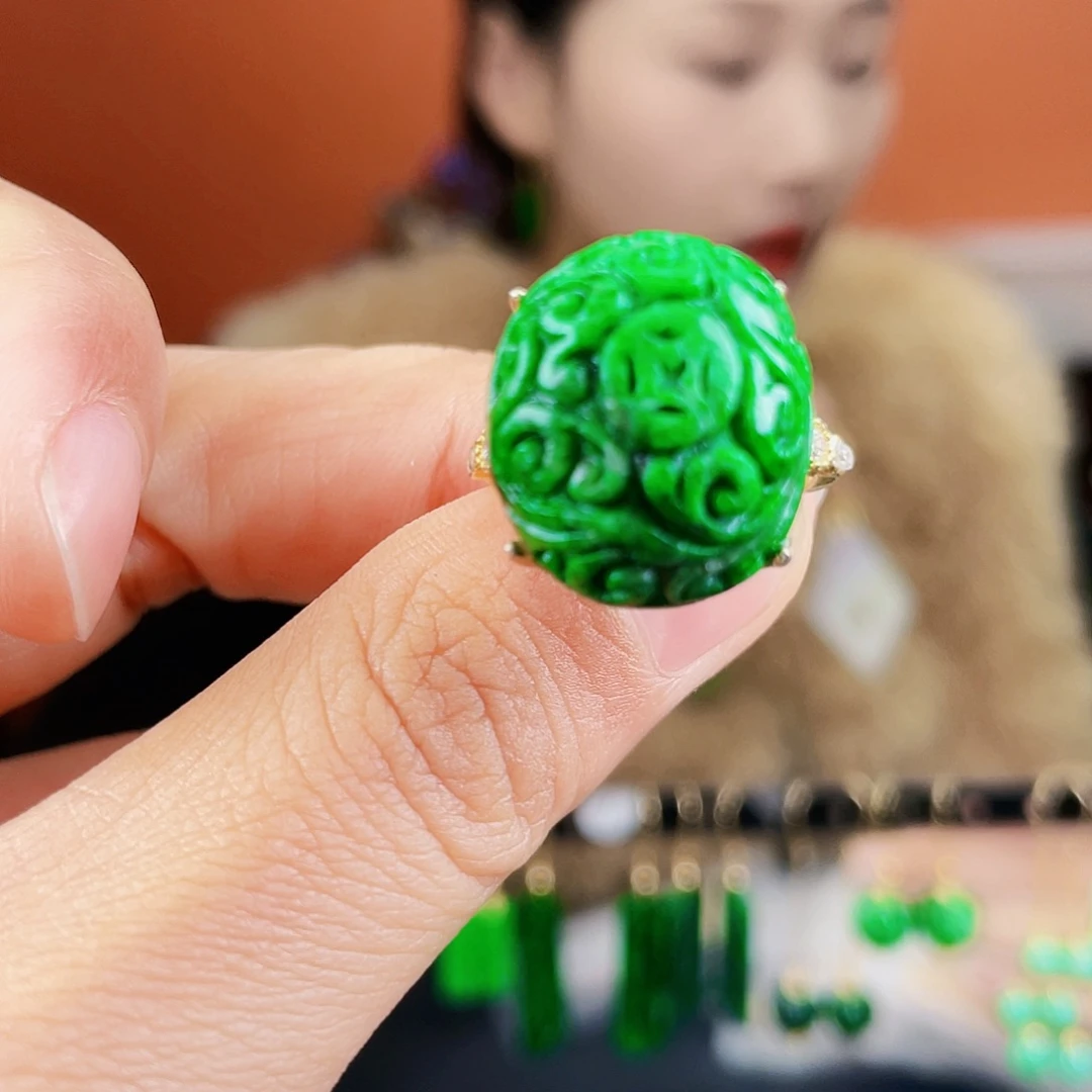 翡翠银S925镶嵌耳饰