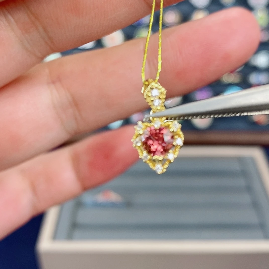 银S925镶嵌吊坠(赠链)碧玺