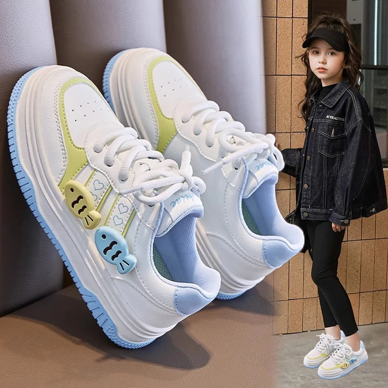 女童运动鞋2025春秋新款儿童网面软底板鞋中大童学生透气小白鞋子