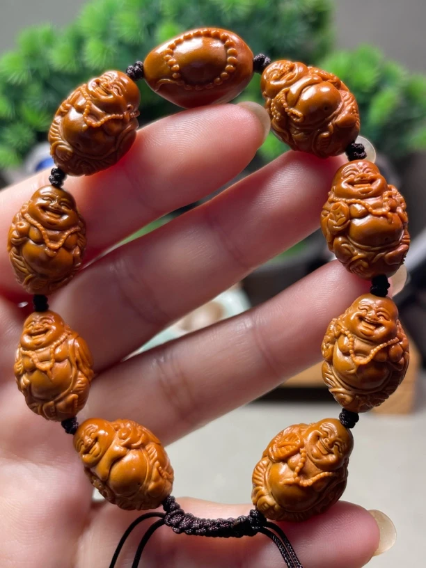 1.4手工小弥勒刘人义弥勒八宝弥勒精品橄榄核雕文玩手串