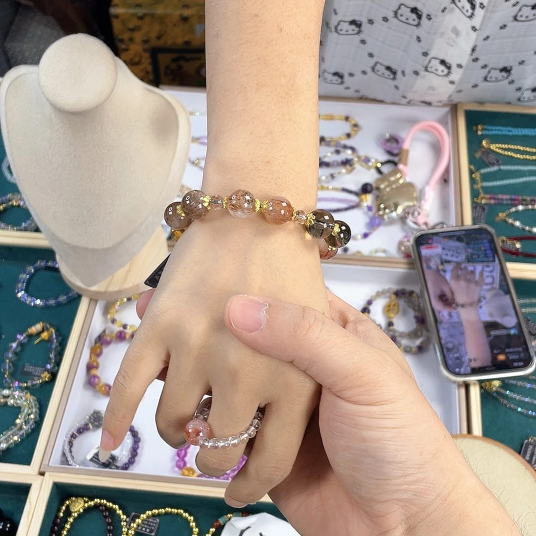 水晶手链银S925镀金镶嵌