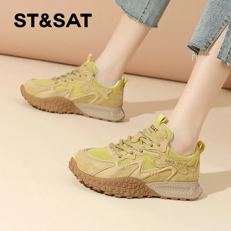 星期六厚底网红休闲鞋女鞋2025新款夏季透气阿甘小众百搭轻奢鞋子