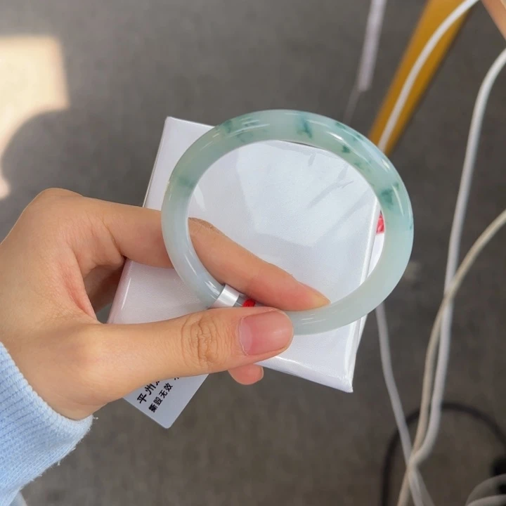 未镶嵌手镯翡翠飘花细圆条-55圈