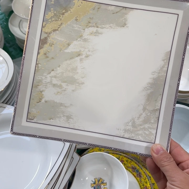 瓷片海岸八寸海派盘四个微瑕