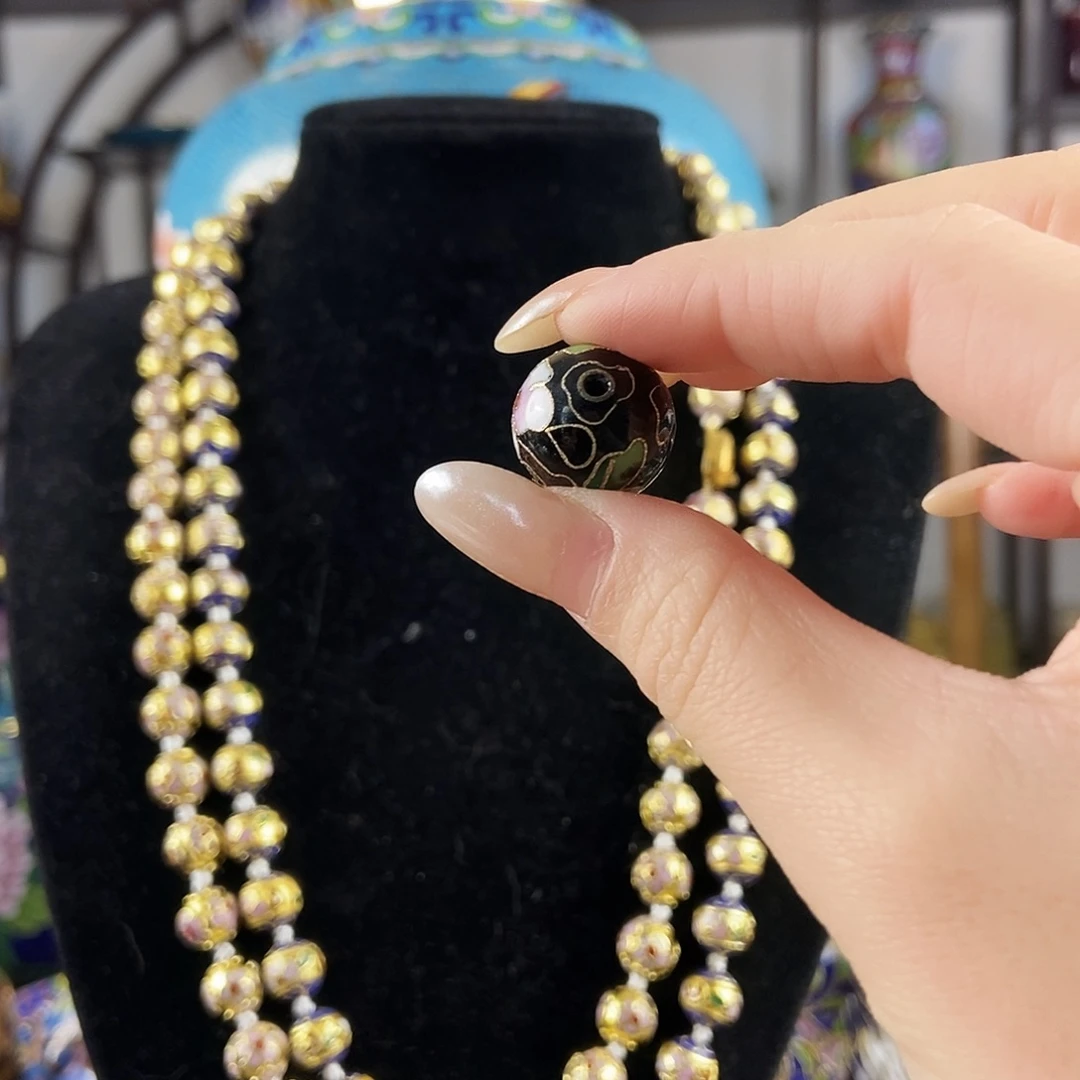 心***阳铜1.6黑色景泰蓝大珠子6颗