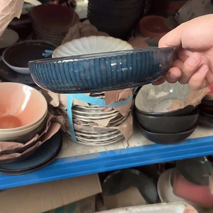 搪瓷窑变线条深盘2个装