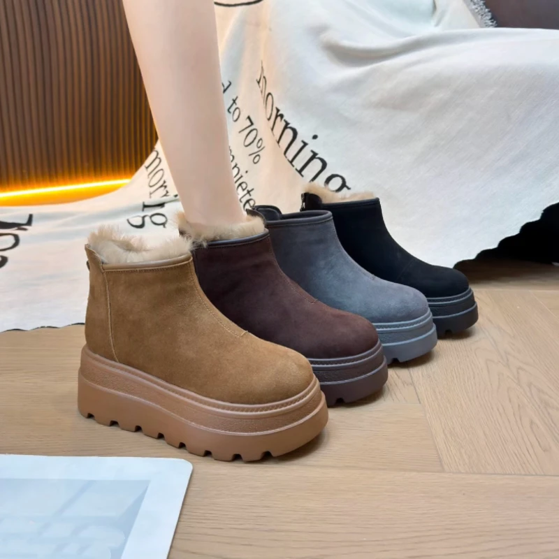 小个子厚底加绒加厚冬季时尚百搭新款爆款潮流高级休闲棉鞋带拉链