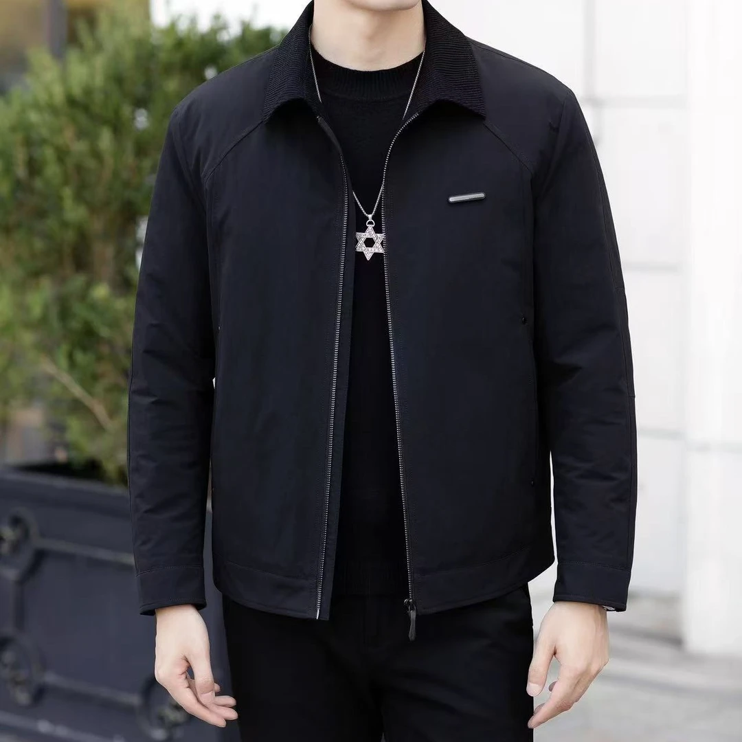 2025冬季新款男士翻领鹅绒羽绒服夹克外套时尚百搭上衣男羽绒外套