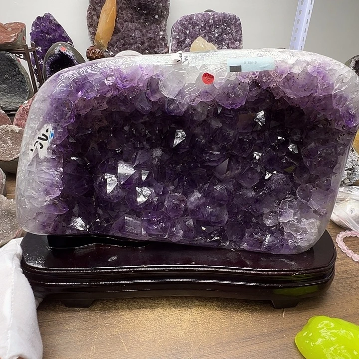 珠宝半成品未镶嵌水晶赔米大漏17斤多超大紫牙带钛屏风92