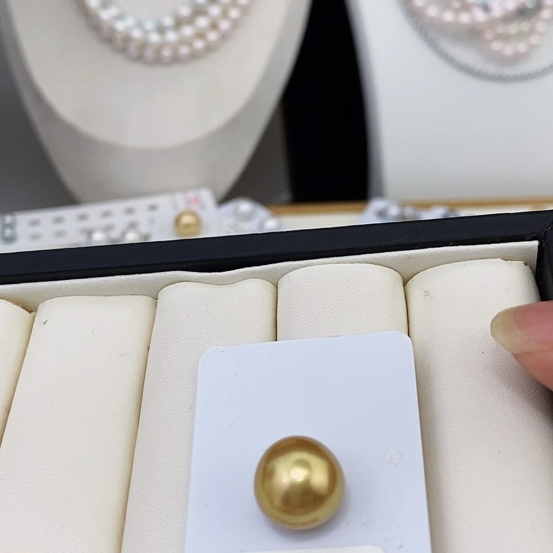 未镶嵌耳饰海水珍珠13mm浓金单颗