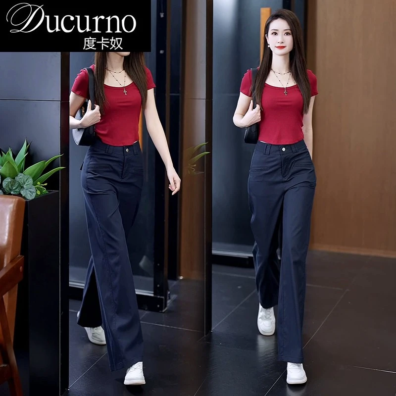 高腰阔腿裤通勤裤子女夏季新款显瘦休闲时尚减龄西装裤百搭直筒裤