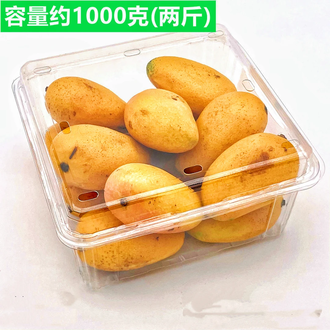 网红塑料水果包装盒透明带盖1000G正方形一次性水果盒一斤半两斤