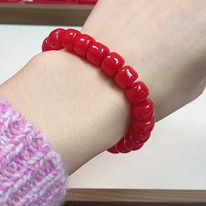 955琉璃卡10.4MM红釉顿顿手工DIY串珠手串女母亲节礼物 永不掉色