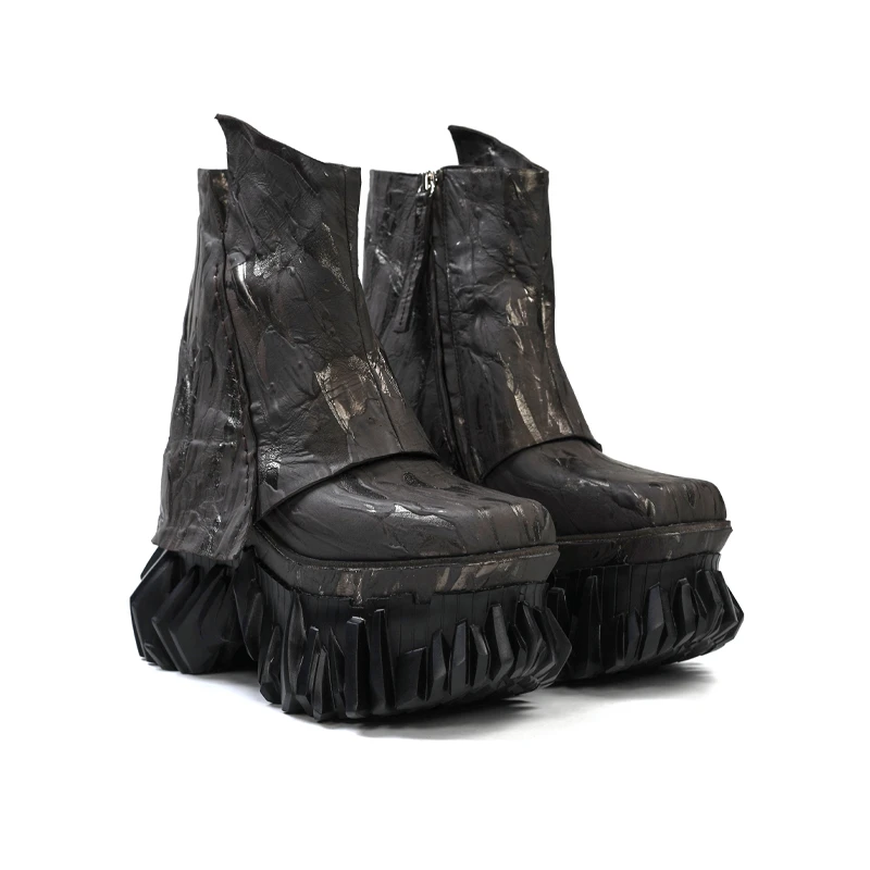 『非墨』KING PING秋冬女士小短靴厚底英伦风短筒百搭真皮 Q388H01