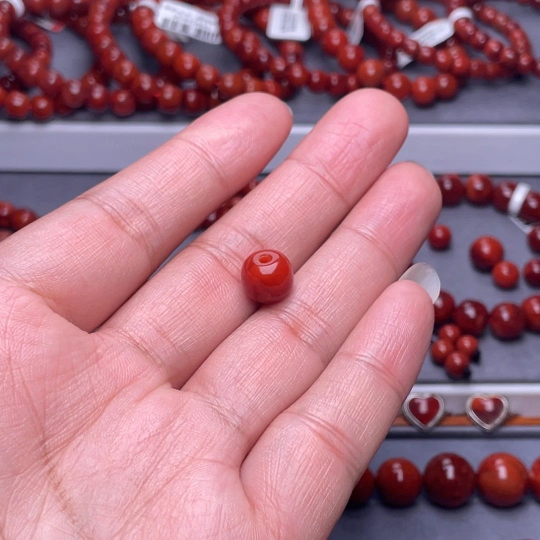 「***」南红玛瑙未镶嵌配珠10mm瓦西火焰纹老型单珠
