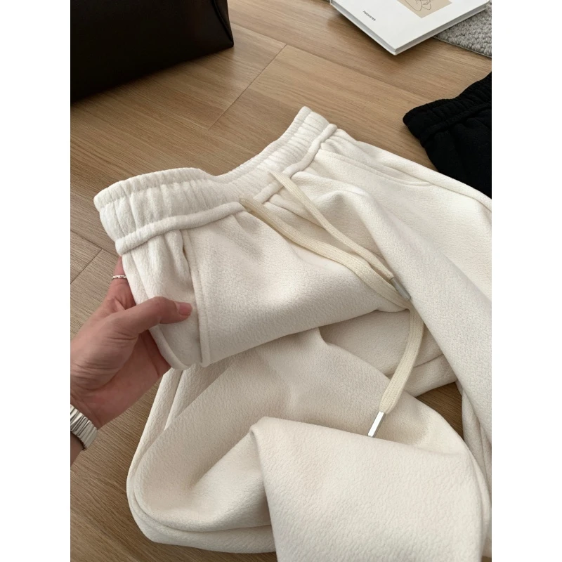 JMHH【雪花酥】柔软绒绒直筒裤女秋冬加绒加厚宽松显瘦阔腿裤长裤