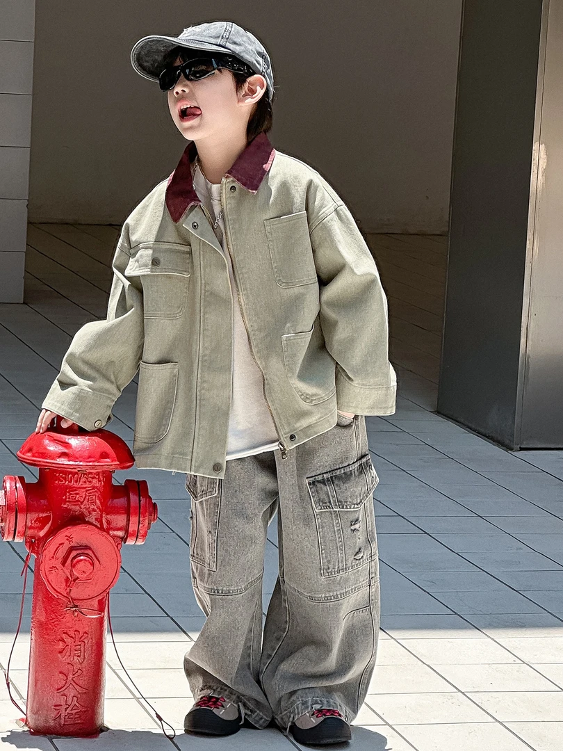 男童外套2025秋季新款儿童百搭宽松休闲工装夹克上衣韩版潮流时尚