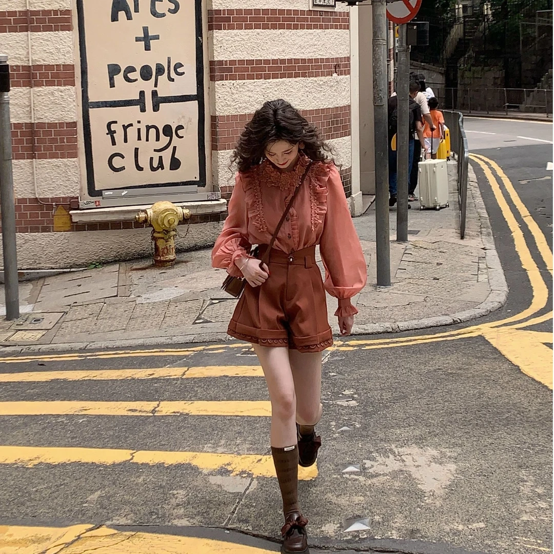 现货一生罗曼【琥珀流光】法式复古高级气质洋气女款长袖衬衫Y5446