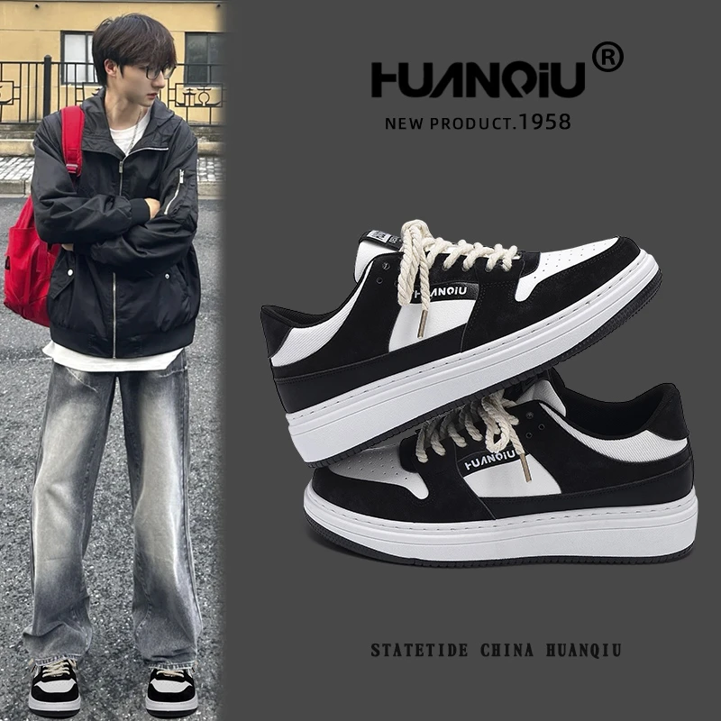 环球爆隐形内增高复古板鞋男2025夏季新款网红休闲运动ins帅气鞋