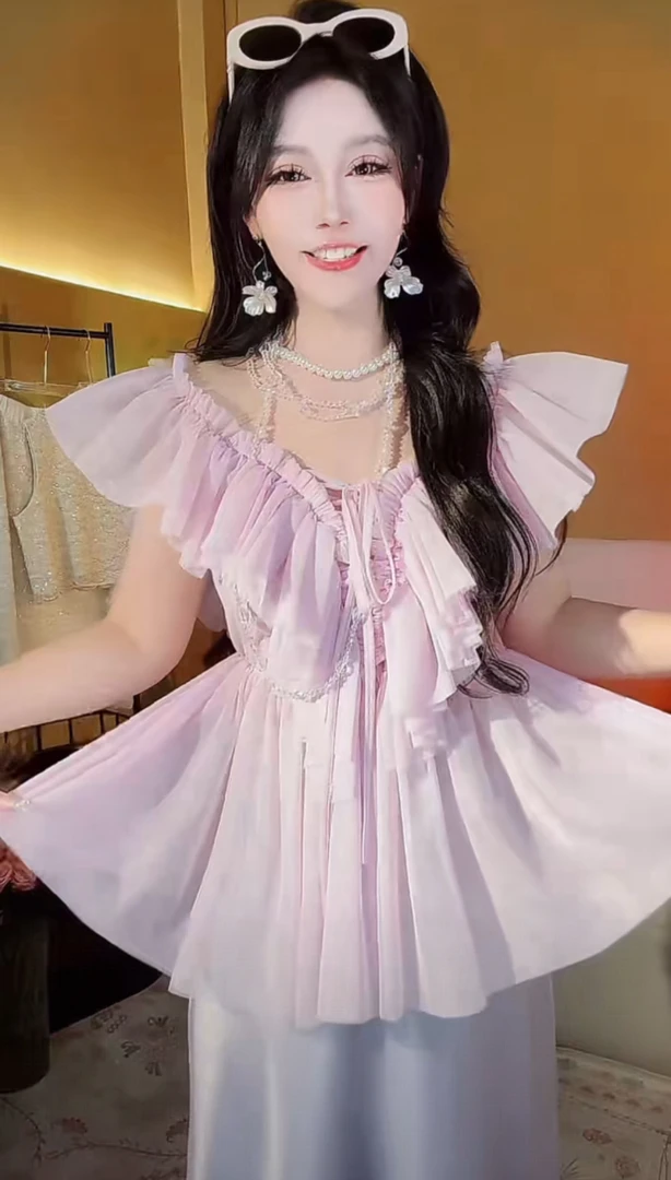 [崔] S0176 常规款衬衫连衣裙小衫收腰洋气夏装百搭显瘦甜美女装